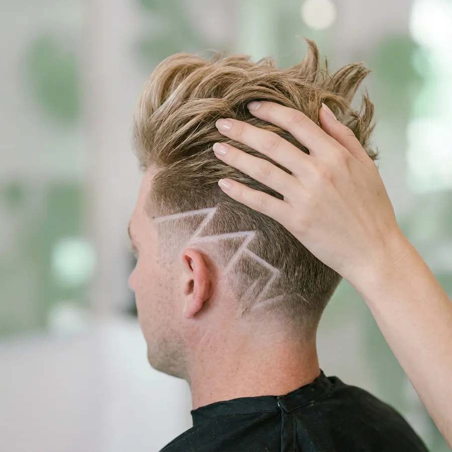 Friseur gestaltet ein Undercut-Design